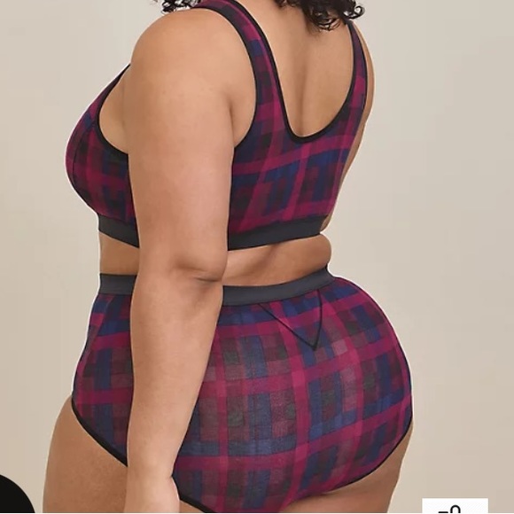 NWT TORRID Set of Two: Plaid Cotton Scoop Bra & Cotton High-Rise Brief - Sz 0X - Picture 2 of 7